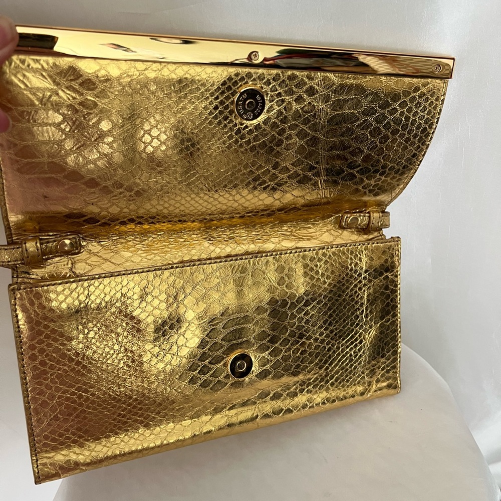 Michael Kors Metallic Gold Python Effect Leather … - image 5